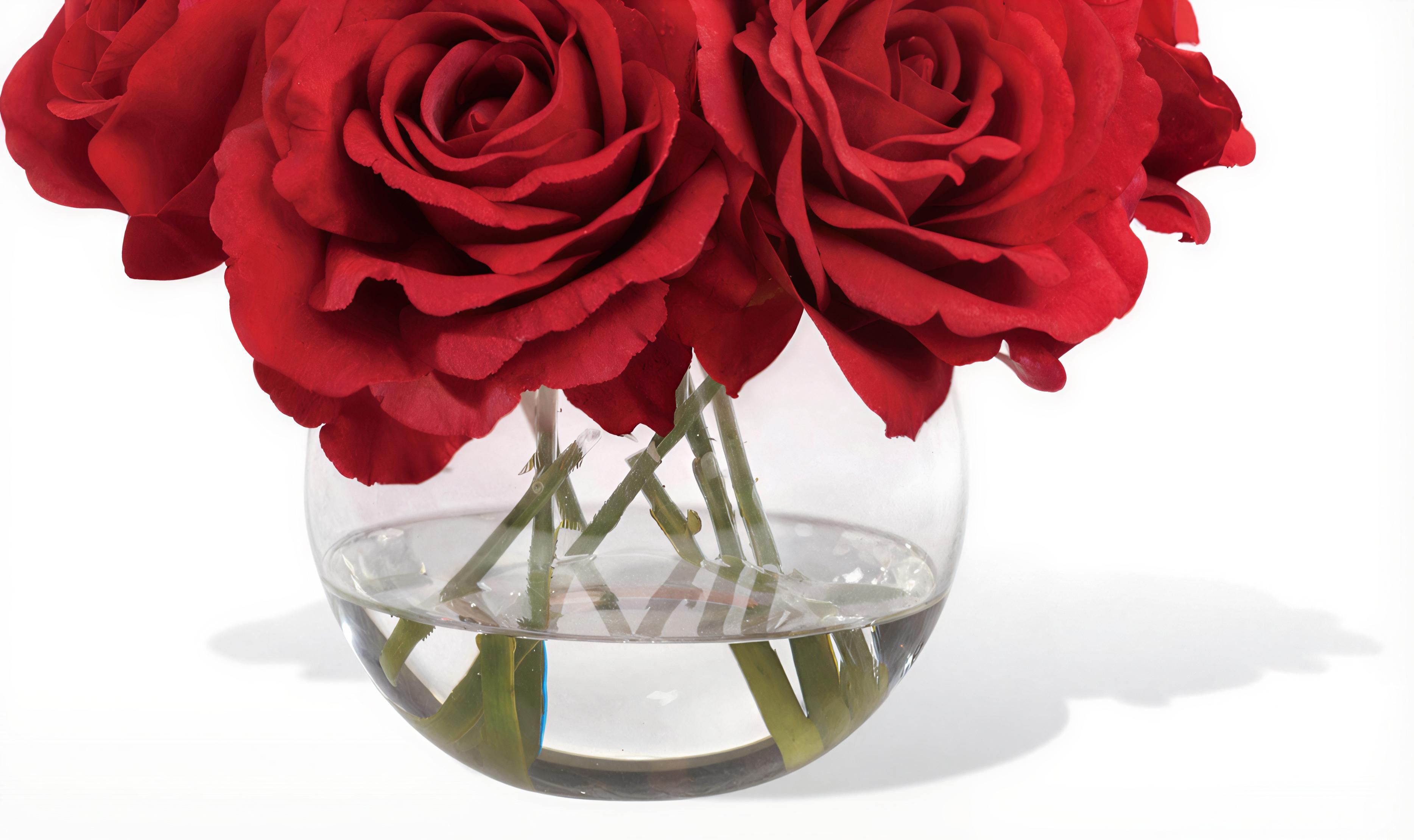 Crystal-clear acrylic water detail in glass vase